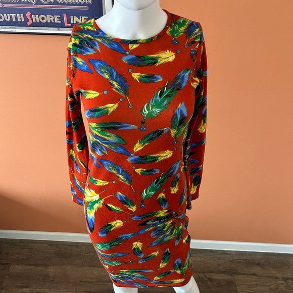 VINTAGE INDULGENCE LONDON red patterned body con sweater dress - Picture 4 of 9